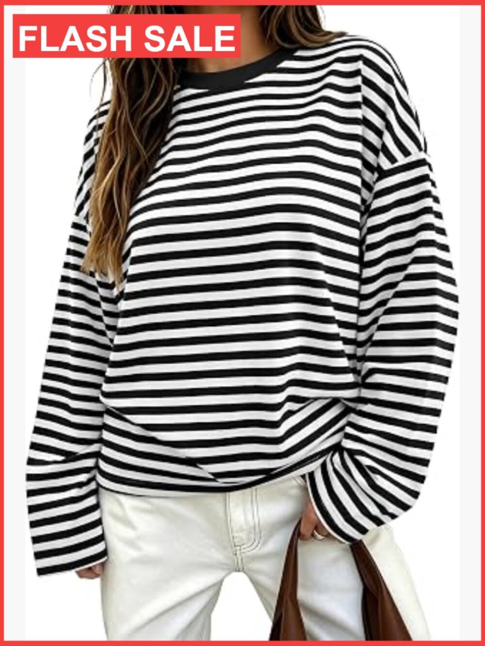 Womens Oversized Striped Long Sleeve Tee - Y2K Preppy Casual